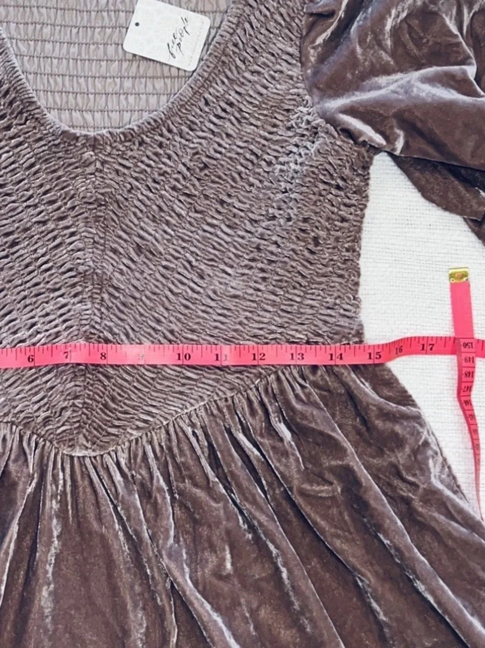 NWT Free People Farrier Velvet Smocked Mini Dress Pink/Mauve XS